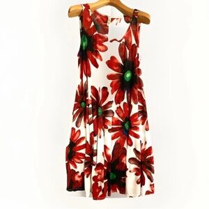 SHORELINE Floral Dress w Bold Red Flowers Lightweight Women’s Size S/M